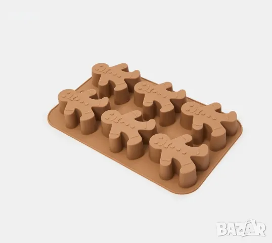 6 джинджифилово човече човечета дълбок силиконов молд форма фондан гипс свещ сапун шоколад декор, снимка 7 - Форми - 48360131