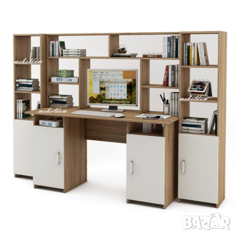 Бюро 143см. с надстройка,2 врати и 2 етажерки с плавни врати(код-0917), снимка 2 - Бюра - 41080881