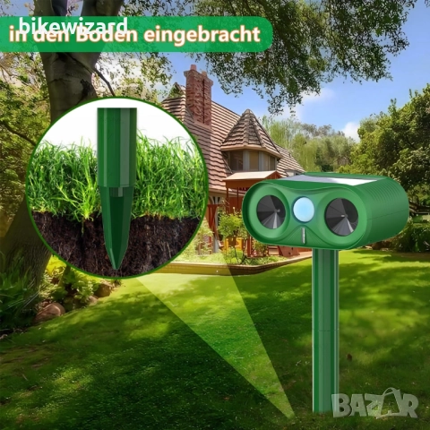 Ултразвуков репелент за за белки,котки, кучета, птици, мишки и др. НОВ, снимка 5 - Градинска техника - 51817859