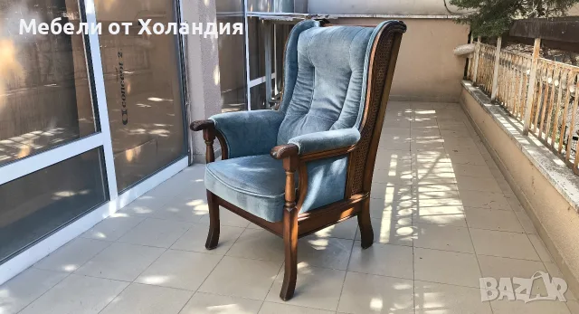 Дъбово кресло с плюшена дамаска, снимка 9 - Дивани и мека мебел - 55691157