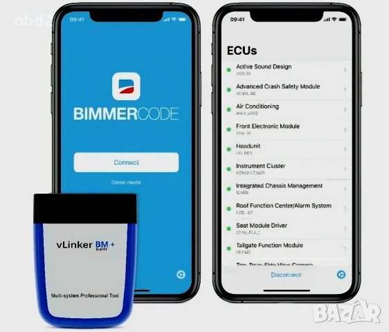 Професионален vLinker BM+ (BtLE) - Идеален за BimmerCode (за BMW) OBD2