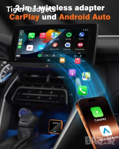 SYACHI 2-in-1 Wireless CarPlay & Android Auto Adapter – USB-A/USB-C, iPhone & Android, снимка 2 - Аксесоари и консумативи - 56073436