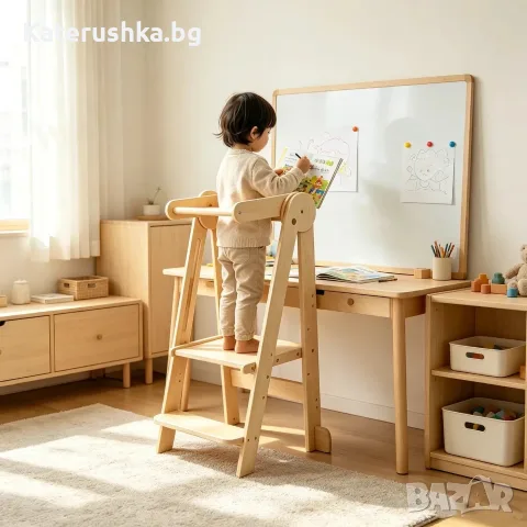 Сгъваема помощна кула Монтесори, дървена кула за кухня за дете, Learning Tower