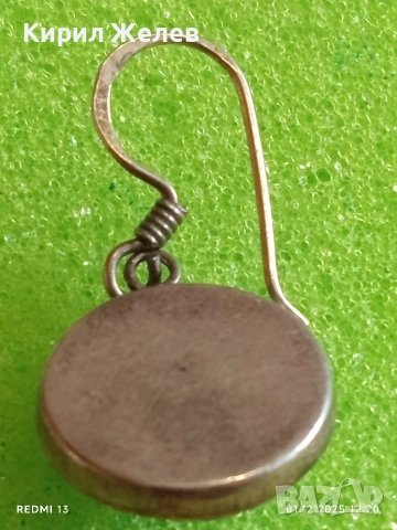 Изискана сребърна обица с бял емайл и кристали 43623, снимка 6 - Обеци - 52606385