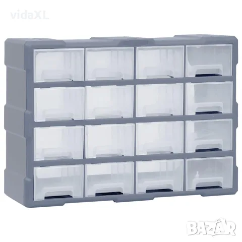 vidaXL Шкаф органайзер с 16 средни чекмеджета, 52x16x37 см