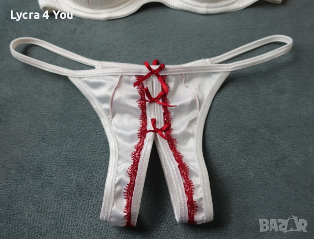 Еротичен комплект от сутиен с отворени чашки колан и изрязана бикина , снимка 5 - Бельо - 42263528