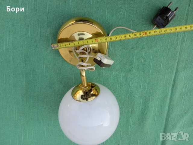 Стара стенна лампа месинг и стъкло, снимка 8 - Лампи за стена - 36107351