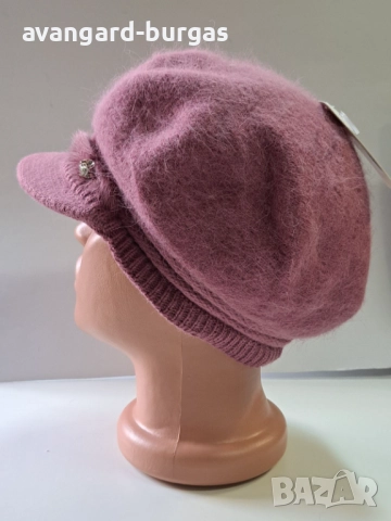 319 Дамска бутикова шапка каскет - ангора, снимка 3 - Шапки - 52529940