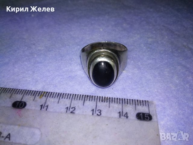 Стар АНГЛИЙСКИ СРЕБЪРЕН СКЪПОЦЕНЕН ПРЪСТЕН СРЕБРО ВИСОКА ПРОБА с РЪЧНО ШЛИФОВАН ЧЕРЕН ОНИКС 40637, снимка 13 - Антикварни и старинни предмети - 42599665