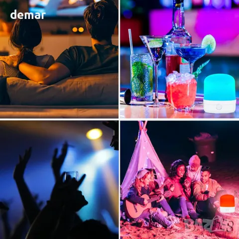 Joyes 2 броя  E14 7W акумулаторни LED крушки, USB-C зареждане, 12-цветни RGB, димируеми,дистанционно, снимка 5 - Крушки - 49284846