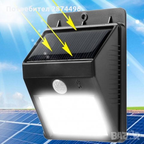 1582 Соларен 30 LED Прожектор със сензор за движение, снимка 6 - Соларни лампи - 34657478
