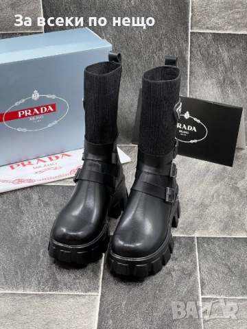 Prada Дамски Черни Боти Тип Чорап Прада Код E853, снимка 7 - Дамски боти - 51587429