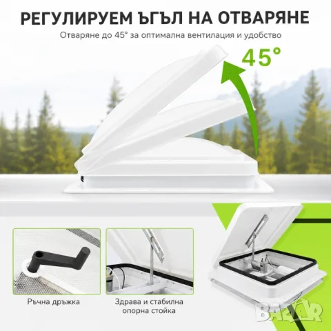 Покривен люк за каравана с 12 V вентилатор 355 x 355 mm, снимка 3 - Аксесоари и консумативи - 55866874