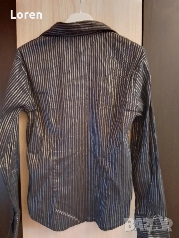 *Poriento*Дамска риза черна със сребристи раета, снимка 5 - Ризи - 52580352