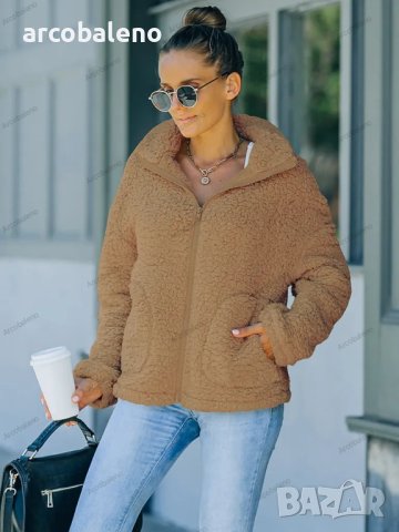 Дамско есенно-зимно топло яке с имитация на агнешки косъм, 6цвята , снимка 5 - Якета - 42090914