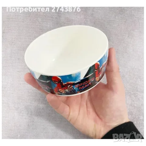 Детски порцеланов комплект за хранене от 3 части - Спайдермен , снимка 8 - Чинии - 47823858