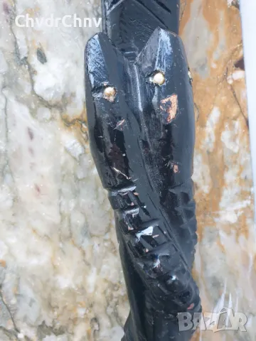 Стар антикварен дървен бастун/змия-кобра/ръчна дърворезба 92см, снимка 5 - Антикварни и старинни предмети - 48853076