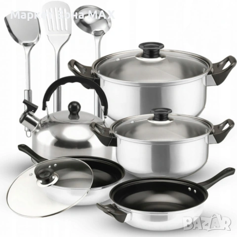 Комплект тенджери и аксесоари от 11 части - издръжливи и устойчиви, снимка 6 - Съдове за готвене - 53662359