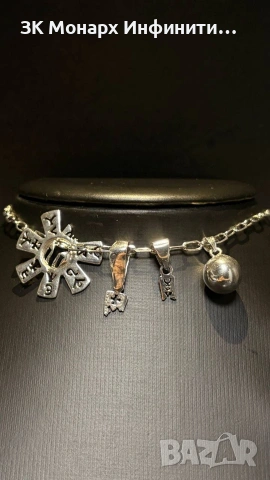 Сребърен ланец с висулки, снимка 2 - Колиета, медальони, синджири - 49522940