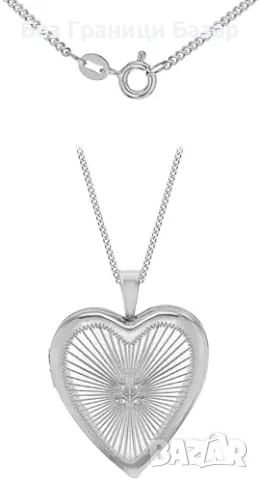 Нов Сърцевиден Sunray медальон, родирано сребро 925, 46см дамско колие 
