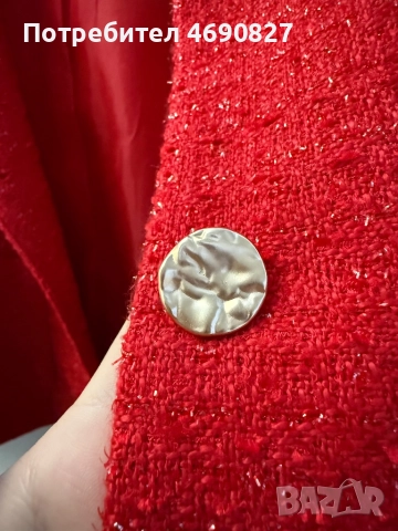 Дамско сако тип туид, червено – ново, XL, снимка 2 - Сака - 52884572