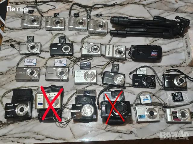 Голям лот фотоапарати и видеокамера – Canon, Sony, Nikon, Olympus, Casio + аксесоари