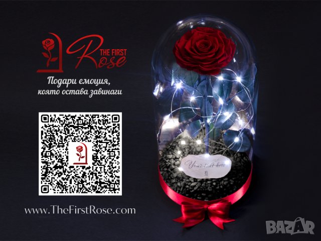 Романтичен подарък за приятелка / ЕСТЕСТВЕНА вечна роза в стъкленица / Подарък за Рожден Ден на Жена, снимка 4 - Градински цветя и растения - 24090675