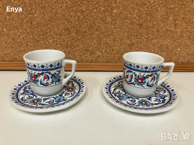 Чаша с чинийка за турско кафе - 2 сета, снимка 1 - Сервизи - 44825492