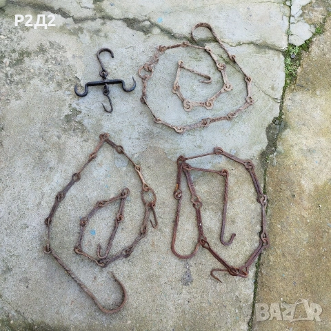 стари ковани вериги за огнище и кука