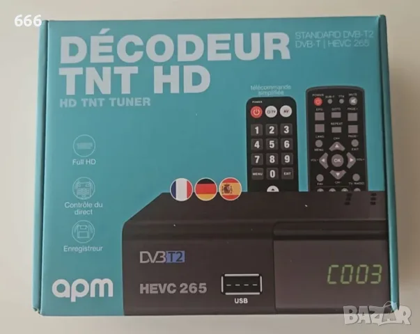 APM Full HD DVB-T2 HEVC 265 TDT декодер