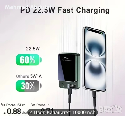 Нов преносим пауърбанк 10000 mha, снимка 10 - Външни батерии - 53347287