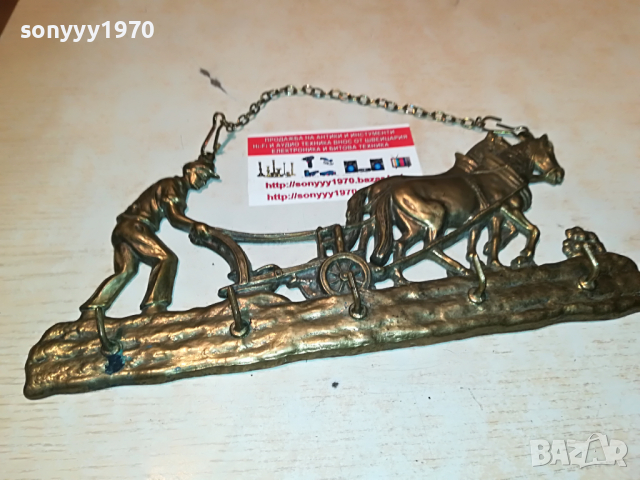 мед/месинг-коне с човек в оран 2703221829, снимка 11 - Антикварни и старинни предмети - 36248047