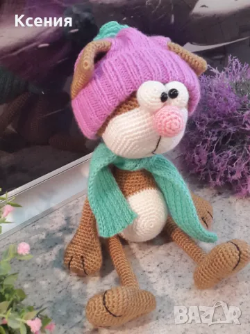 Подаръци за Св. Валентин. Плетена играчка Котка /Марсик/, Ръчно изработена, снимка 13 - Плюшени играчки - 48055111
