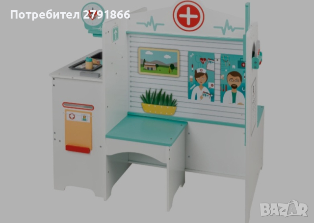 Монтесори - Дървен лекарски кабинет Playtive зона за чакане прегледи и аксесоари, снимка 7 - Образователни игри - 44673470