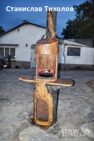 Градинско барбекю от щампован бетон имитация на дърво