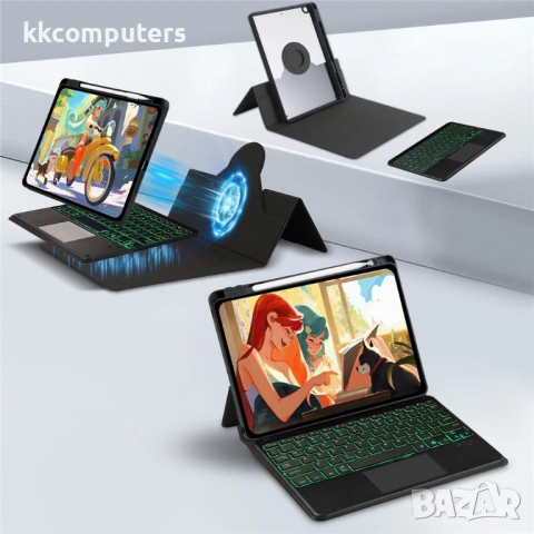 TP-5010D магнитен калъф с Bluetooth клавиатура и RGB подсветка за iPad (2025) / 10.9 (2022), снимка 6 - Калъфи, кейсове - 53231227
