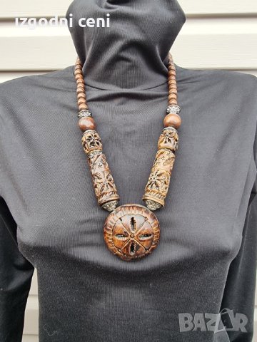 Колие дълго в кафяво (колие 55), снимка 1