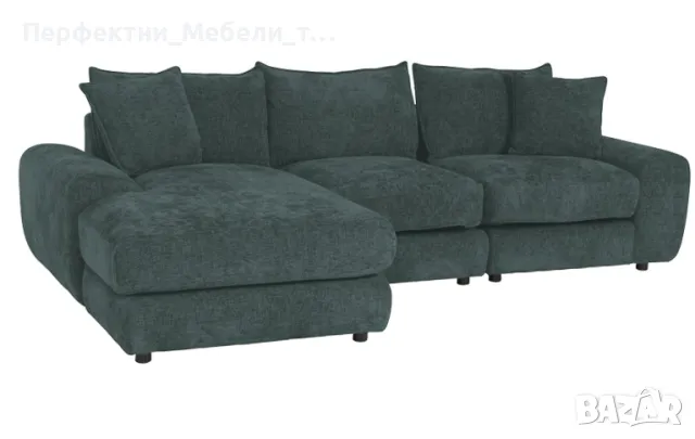 Мек,удобен,ъглов диван с висок клас мека дамаска крем,бежев,синьозелен