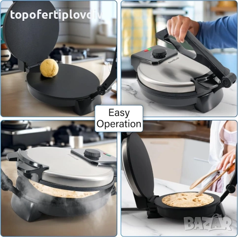 Уред/преса за тортили, палачинки, пърленки, Гаранция, снимка 4 - Гофретници - 53719376