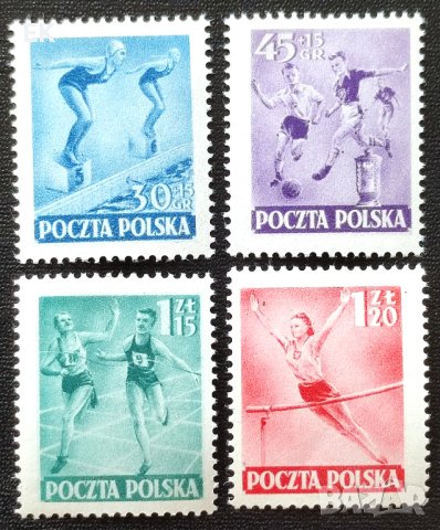 Полша, 1952 г. - пълна серия чисти марки, спорт, 4*5