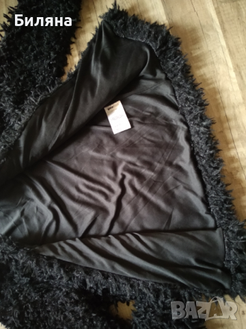 Пухено черно яке / палто / жилетка, снимка 2 - Жилетки - 36286419