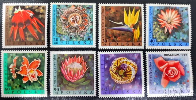 Полша, 1968 г. - лот марки на теми спорт, приказки, изкуство, лов, животни, цветя, самолети и др., снимка 3 - Филателия - 53302607