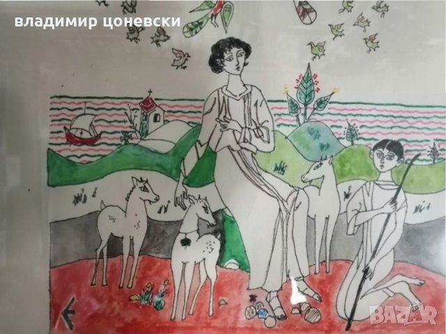 Евгени Босяцки рисунка, графика, портрет, Стара картина, снимка 5 - Картини - 35853053