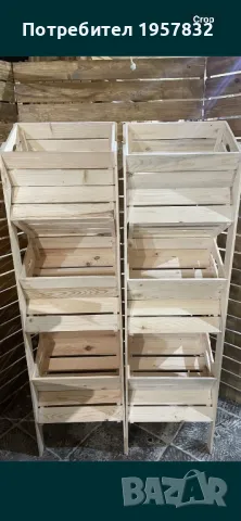 Двулицев дървен стелаж за плод и зеленчук и не само, снимка 3 - Стелажи и щандове - 48841422