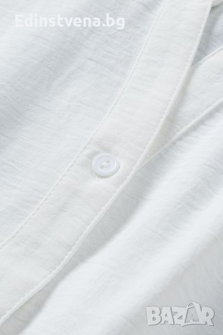 Дамска бяла риза без ръкави, с ефектна талия с ластик, снимка 8 - Ризи - 44305060