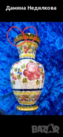 ръчно рисувана ваза, снимка 3 - Вази - 51737738
