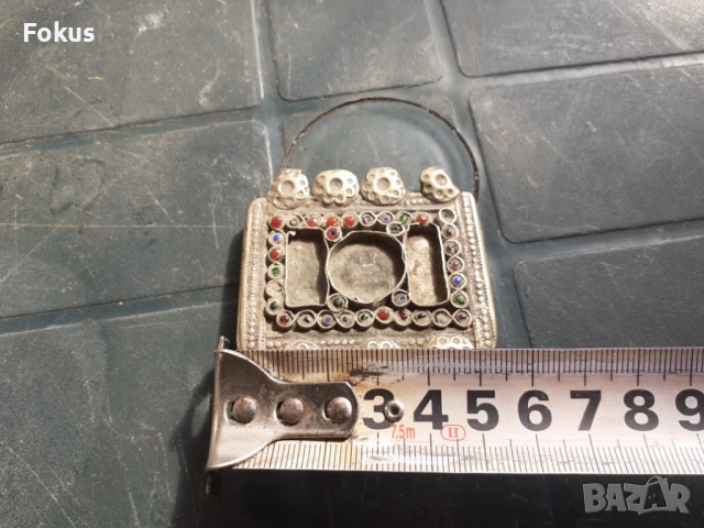 Стар накит - висулка муска с камъчета и стъкълца - носия, снимка 5 - Антикварни и старинни предмети - 53281229