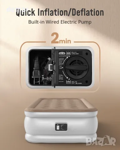 Airefina надуваемо легло надуваем матрак с вградена помпа.Размери: 190 × 99 × 40 см., снимка 3 - Спални и легла - 49823104