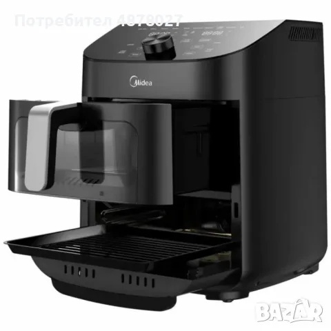 Еър Фрайър 2 в 1 - 11L - Midea MAD1100DADK - С две зони за готвене, 10 програми и 360° циркулация на, снимка 7 - Фритюрници - 55767636