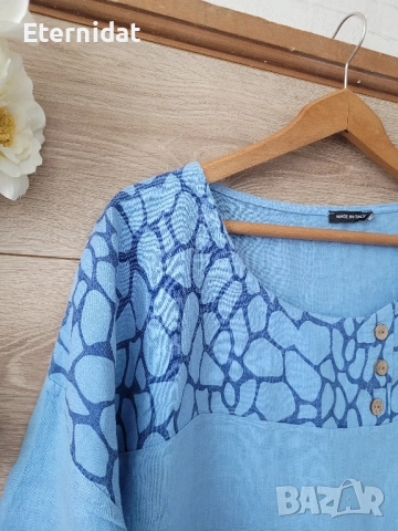 Асиметрична блуза лен , снимка 4 - Блузи с дълъг ръкав и пуловери - 51498455